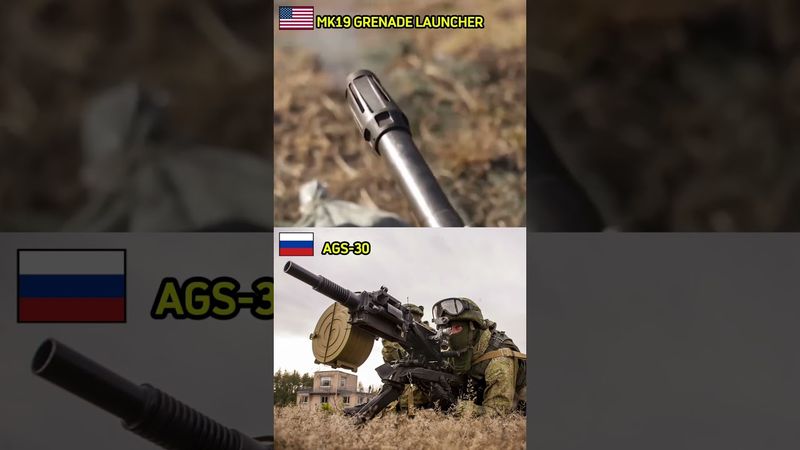 MK19 Grenade Launcher 🇺🇸 vs AGS-30 🇷🇺 – Automatic Firepower Comparison 💥 #shorts #military