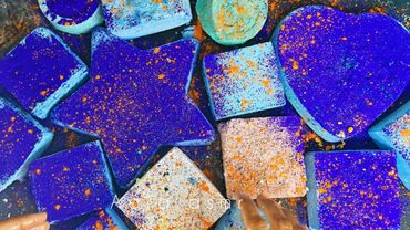 Soft purple & blue blocks & some reforms Gym chalk asmr