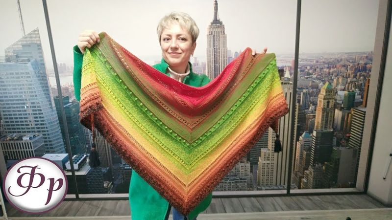 Shawl baktus knitting of yarn Flowers from YarnArt. Master class with the analysis of patterns.