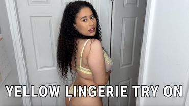 Yellow Lingerie Try On
