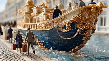 “What If a Golden Ship Sailed Beside a Baroque Palace? | AI-Generated Fantasy City”