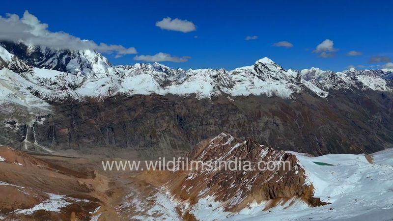 Traill's Pass in Uttarakhand, with stunning aerial view of Nanda Devi East and West, Longstaff Col