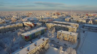 Заснеженный Югорск с квадрокоптера