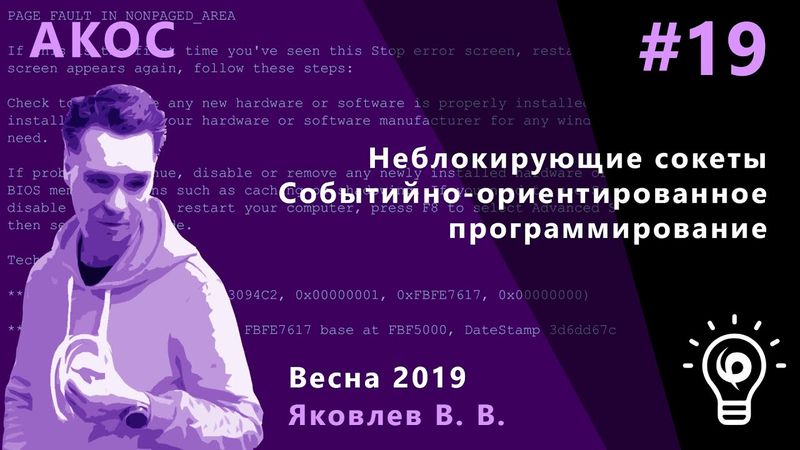 АКОС 19. Неблокирующие сокеты.  Событийно-ориентированное  программирование