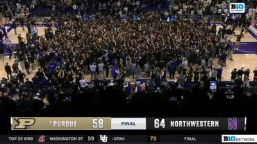 Northwestern UPSETS #1 Purdue and fans storm the court