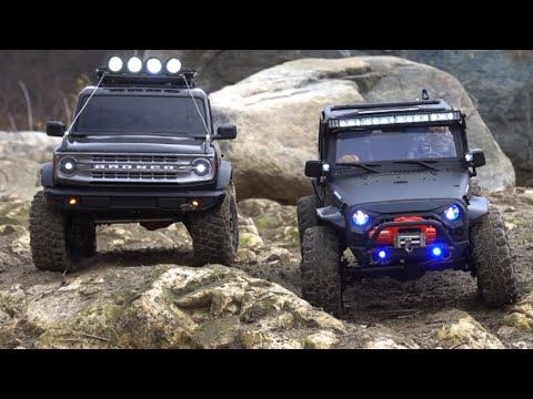 FORD BRONCO 2021 & Jeep Wrangler Rubicon JK Axial SCX10 III & SCX 10 II  Off-road Driving 4X4 RC Car