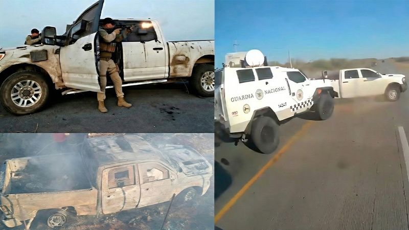 La Guardia Nacional revienta camioneta blindada de agresores en Tamaulipas