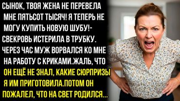 СЫНОК, ТВОЯ TУПAЯ ЖЕНА НЕ ПЕРЕВЕЛА МНЕ ПЯТЬСОТ ТЫСЯЧ! Я ТЕПЕРЬ НЕ МОГУ КУПИТЬ НОВУЮ ШУБУ!- СВЕКРОВЬ
