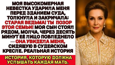 Моя невестка ухмыльнулась и ударила меня у здания суда Пока не увидела как я сажусь в судейское крес