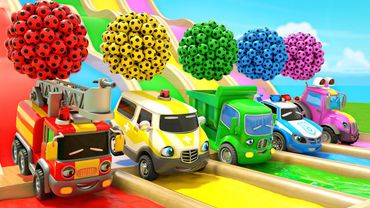 A bunch of little soccer balls and the song Wheels On the Bus | Kids Songs