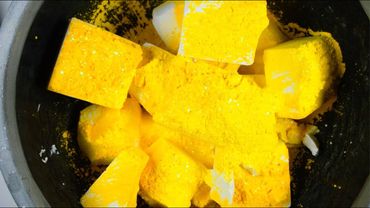 Yellow Powder Covered Soft PJs with Hard homemade chalk!