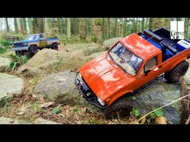 Two RC4WD TF2 on tour in the woods - Chevy and Toyota