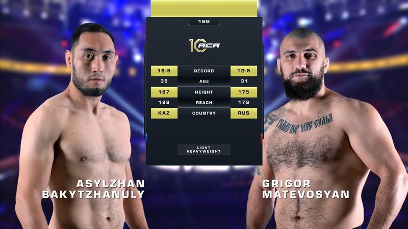 Асылжан Бакытжанулы vs. Григор Матевосян | Asylzhan Bakytzhanuly vs. Grigor Matevosyan | ACA 188