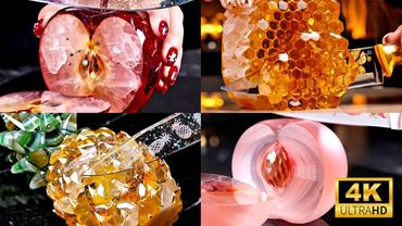 【ASMR】【4K】宝石みたいなガラスフルーツをカットするASMR｜30分耐久✨