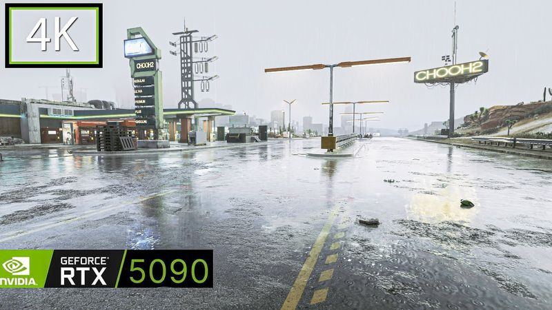 Cyberpunk 2077 Relaxing Rain Walk RTX 5090