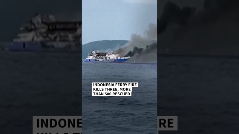 Indonesia ferry fire kills three, more than 500 rescued | AFP #shorts
