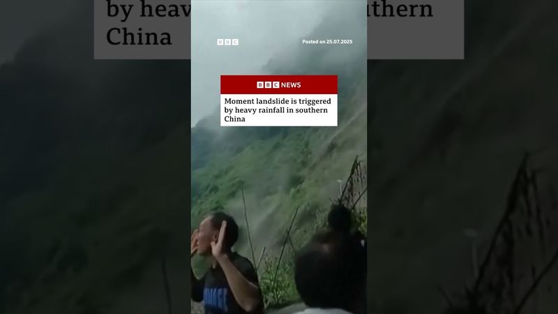 People in southern China watched as debris flowed down in a landslide. #China #Landslide