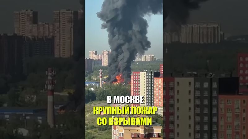Появились кадры крупного пожара на складе в Балашихе