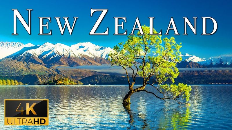 FLYING OVER NEW ZEALAND (4K UHD) - Calming Music With Spectacular Natural Landscape For Relaxation