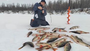 В ЭТОЙ ЯМЕ НЕ РЫБАЛКА, А ЖОР КАКОЙ ТО! ПОПАЛИ НА ЖОР ЩУК и ОКУНЯ! Рыбалка в Эвенкии часть 3 (март)