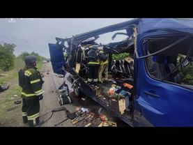 Russian drone strike on passenger bus kills nine in northeastern Ukraine