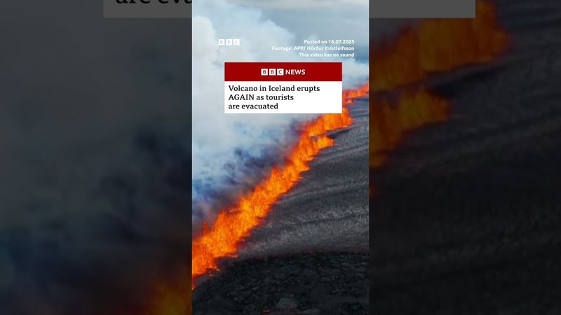 A volcano erupted on Wednesday in Iceland's Reykjanes peninsula in the southwest. #BBCNews