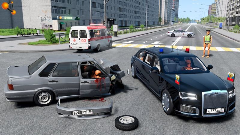 БРОНИРОВАННЫЙ АВТОМОБИЛЬ ПРЕЗИДЕНТА! КРЕПКАЯ ЗАЩИТА ПРИ ДТП | BeamNG.drive