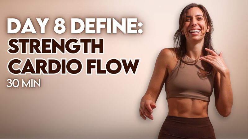Day 8 | FREE Abs & Fat Burn Challenge | 30 Min Cardio & Strength Flow (No Breaks, Dumbbells)
