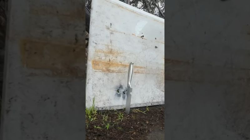 shooting the blade over 100 meter away. See what happens when hitting it #firearmreview #review