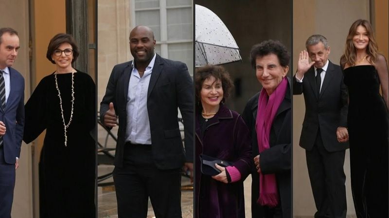 Teddy Riner, Nicolas Sarkozy and Carla Bruni at the Elysée for dinner with Lula | AFP