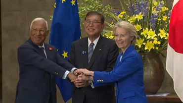 Japanese PM meets EU leaders after election debacle | AFP