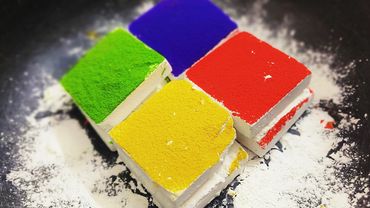 Fresh Gymchalk Thin Slabs + Cornstarch Sandwiches with Holi Colours • Squeaky & Powdery Crush ASMR 🌈