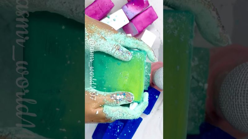 Dyed Blocks today #crushingtime #oddlysatisfying #relax #rainbowsoap #satisfying