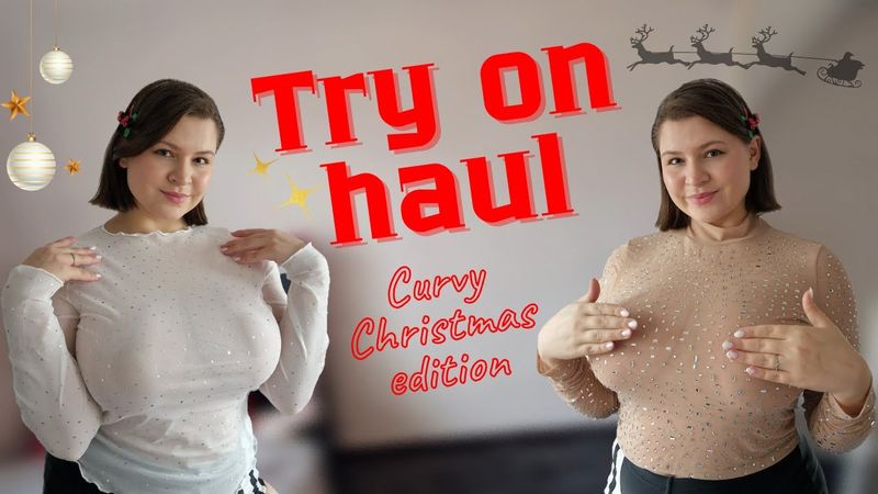 [4K] Try-On Haul - Sheer Shiny Tops | Curvy Model