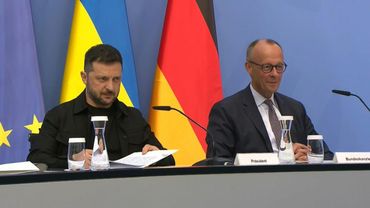 Zelensky and Merz arrive for a virtual talks with Trump and European leaders | AFP