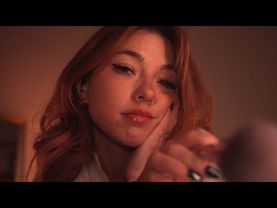 Soft Spoken Positive Affirmations English & French ✨ ASMR  [ face brushing, and kisses ]