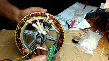 Тест мотор колеса в режиме генерации и переделка его на большее напряжение