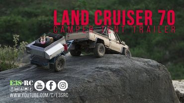 E3S-RC "KiLLERBODY" LAND CRUiSER LC70 scx10 With Camper Tent Trailer #rctrailer