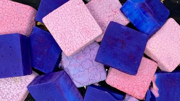 ASMR | Dusty Dyed Blink and Pastel Pasted pink Blocks  | Gym Chalk ASMR | Pebbles Play