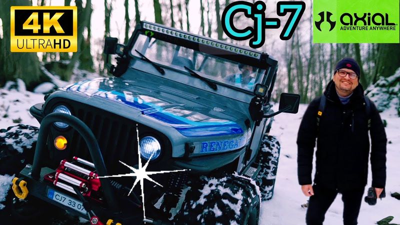 RC Jeep Cj-7 SCX10 Axial iii scale 1/10 winter trip to the mountain 573 m #rccar #rcoffoad #axial