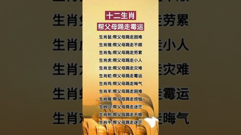 十二生肖幫父母踢走霉運  #生肖  #運勢  #玄學 #風水