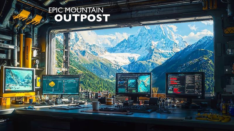 Epic Sci-Fi Mountain Outpost | Spring Ambience for Sleep, Focus & Relaxation 4K
