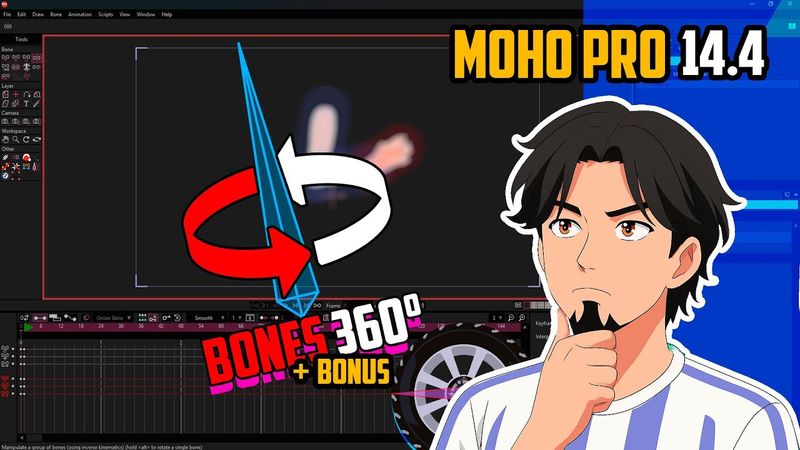 How to use the 360º Smart bones 🦴| MOHO PRO 14.4 Update + BONUS #mohopro #animation #2danimation