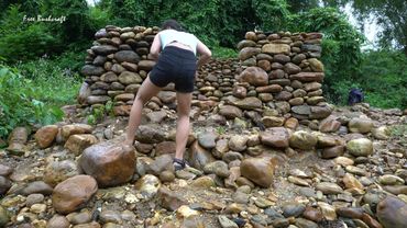 Build Bushcraft Shelter Tent By Stone, Camping Alone At The Stream | Free Bushcraft Ep.37