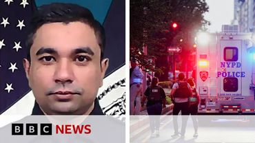 ‘Hero’ policeman died saving lives, say New York officials after skyscraper shooting | BBC News