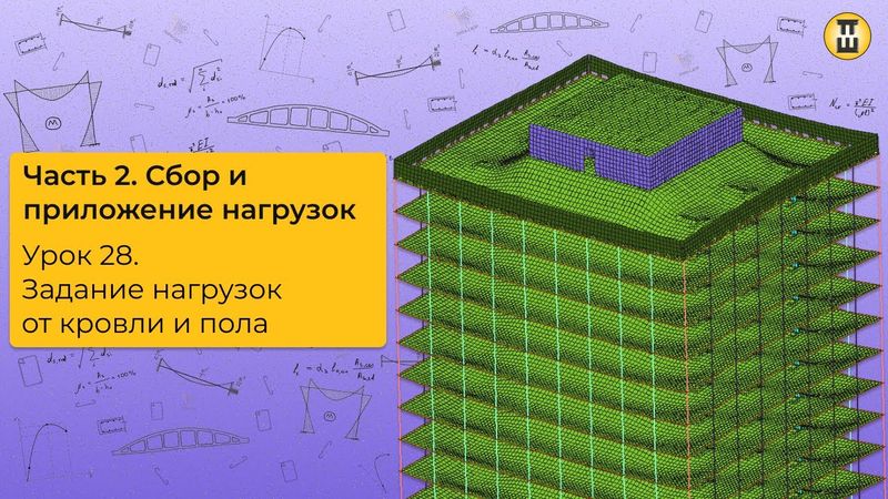 Задание нагрузок от кровли и полов. Сбор и приложение нагрузок. ЛИРА САПР. Урок 28 дом-жбк рф