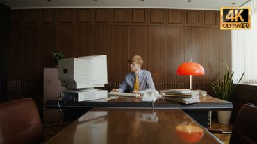 Productive Office Work: Man's Efficiency in Action | 4K Royalty Free Stock Video