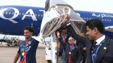 European champions PSG land back in Paris ahead of victory parade | AFP