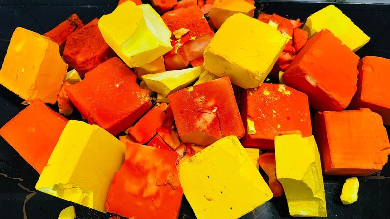 Colorful Fresh Dyed Gym Chalk ASMR Block Crush | Oddly Satisfying ASMR