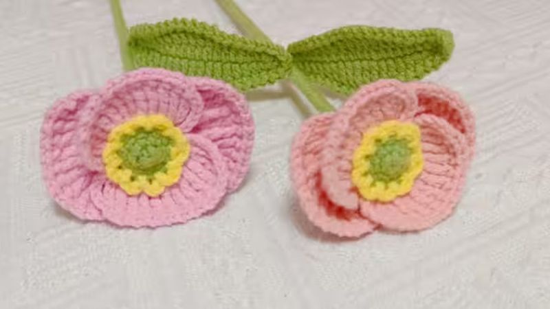 【米苏】虞美人钩针花束 diy手工教程 毛线花朵编织 零基础教学